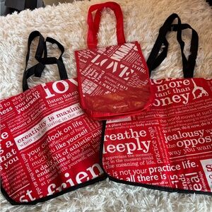 Lululemon athletica set of 3 red shopping bags